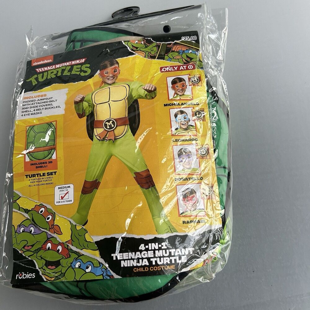 Michelangelo Teenage Mutant Ninja Turtles Halloween Costume Boys M 7-8 NO BUCKLE